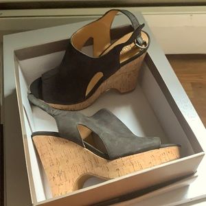 Franco Sarto black leather wedges women’s size 7.5